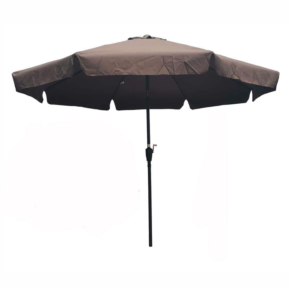 10 ft. Steel Outdoor Market Crank and Tilt Patio Umbrella in Chocolate with