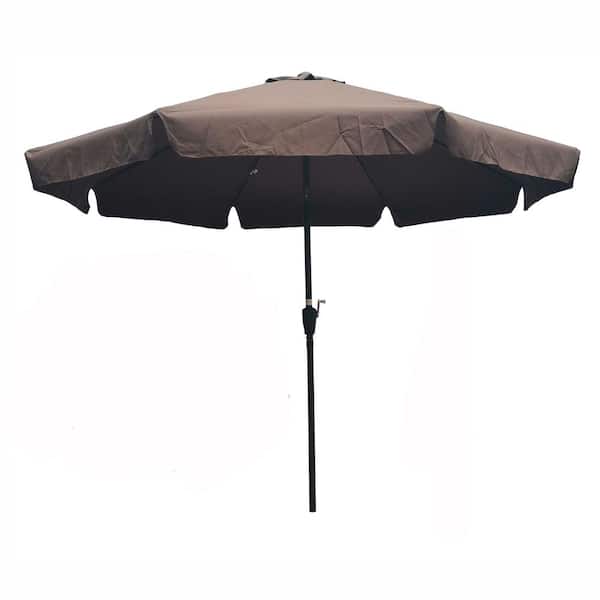 Unbranded 10 ft. Steel Outdoor Market Crank and Tilt Patio Umbrella in Chocolate with Flap