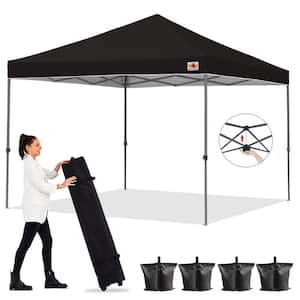 12 ft. x 12 ft. Black Instant Pop Up Canopy Tent Outdoor Central Lock-Series
