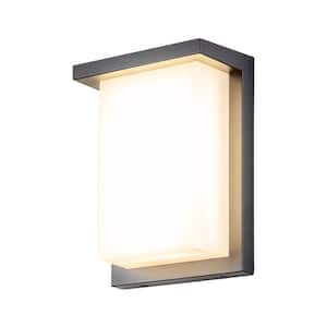 Architectural Grey LED Outdoor Wall Lantern Sconce with Acrylic Shade