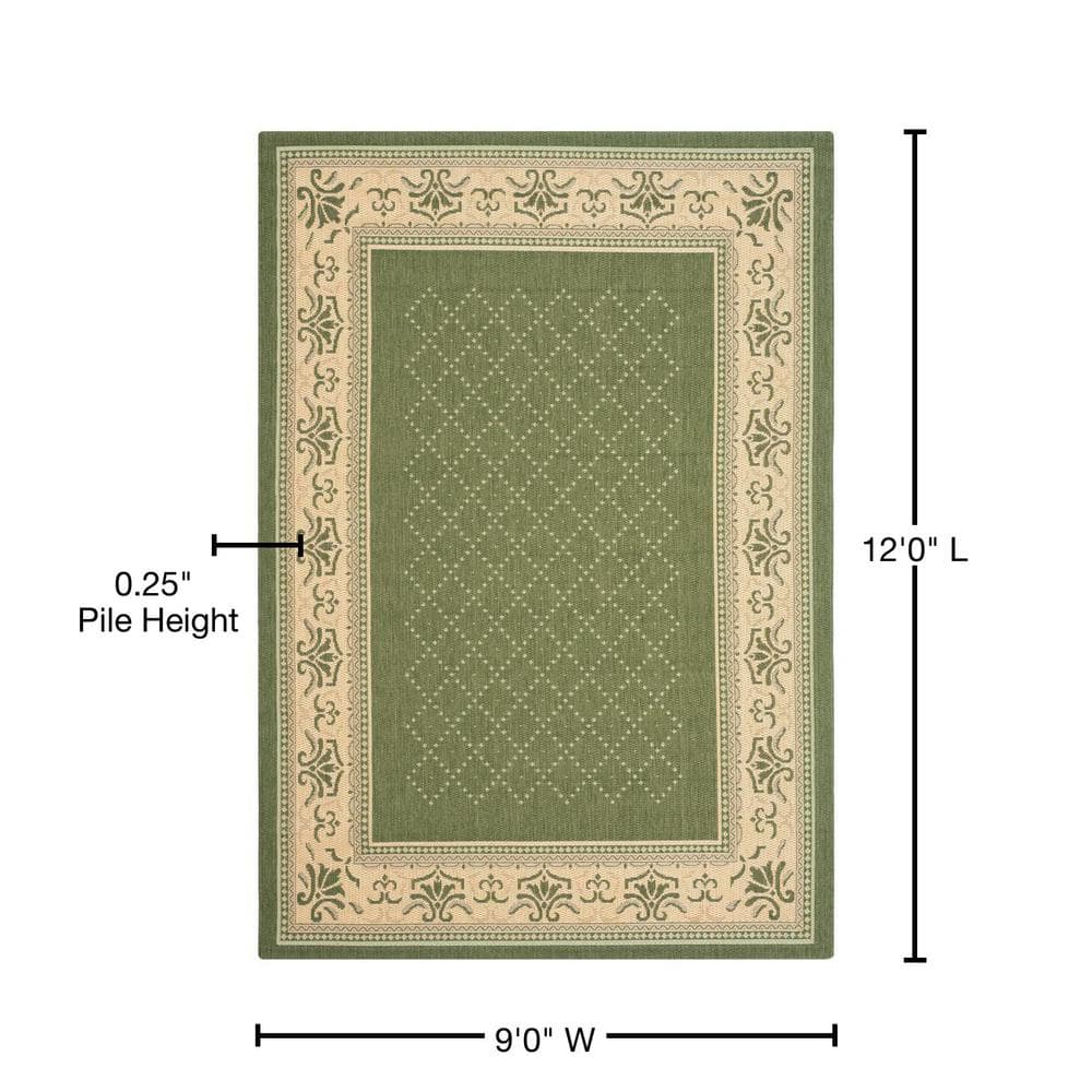 Olive and Natural 9' x 12' Synthetic Flat Woven Reversible Rug