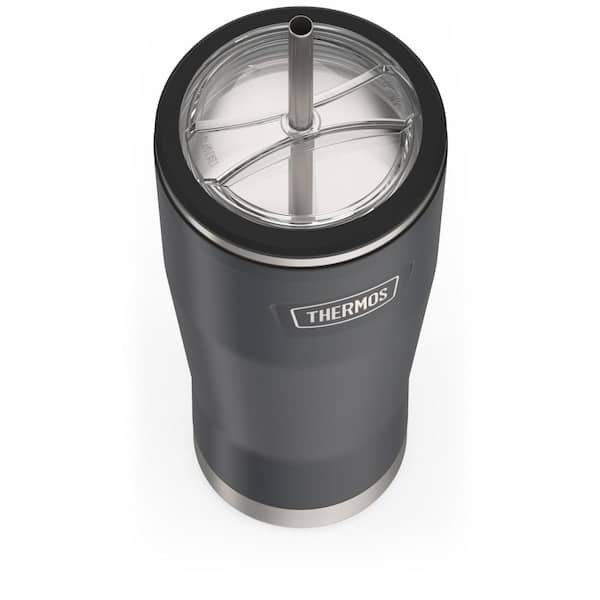 Thermos 24 oz. Granite Black Stainless Steel Cold Cup with Straw