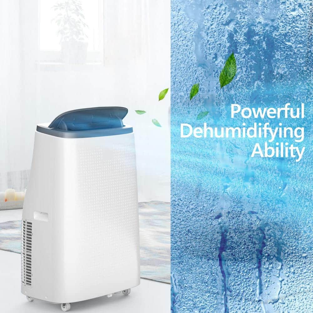 White and Dark Gray 14,000 BTU Portable Air Conditioner with Remote