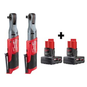 M12 FUEL 12V Lithium-Ion Brushless Cordless 3/8 in. and 1/2 in. Ratchet with Two 3.0 Ah Batteries