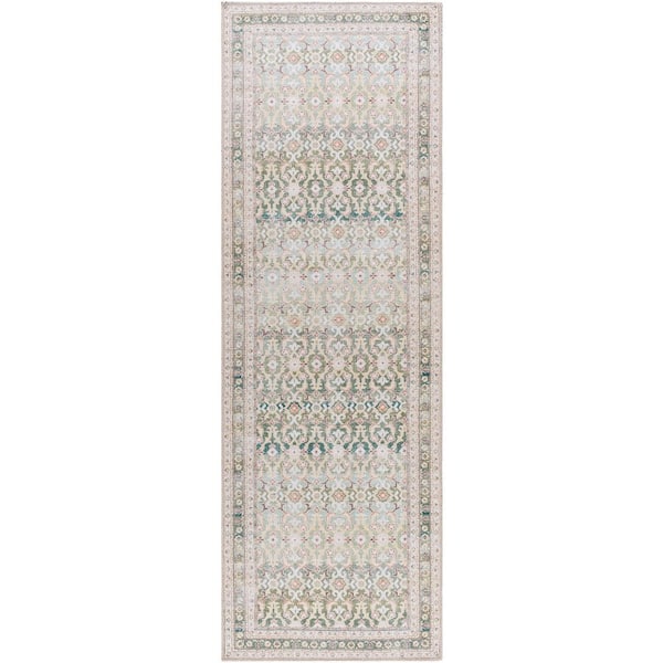 Livabliss Our PNW Home Rainier Green Traditional 3 ft. x 12 ft. Indoor Machine-Washable Area Rug