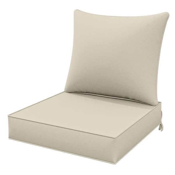 WNP 24 in. x 24 in. x 5 in. Square Outdoor Deep Seating Cushion Set Seat and Back Cushion for Chair and Sofa Cream
