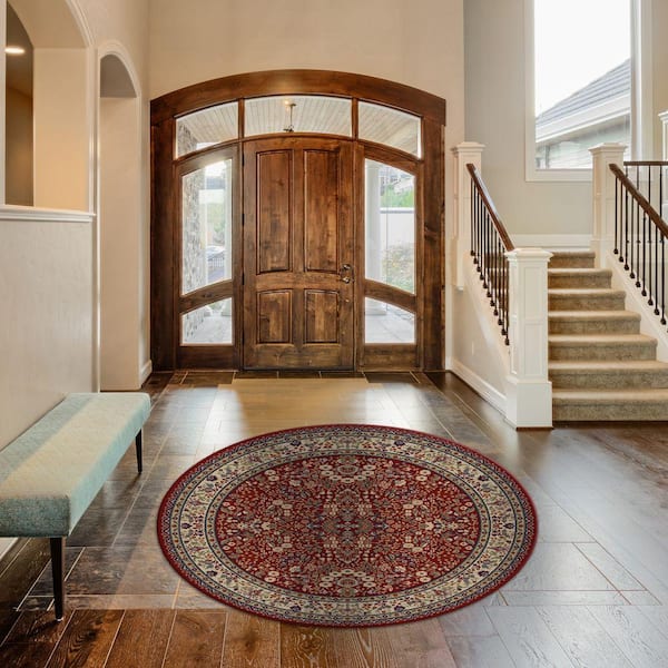 Jewel Sarouk Red 5 ft. Round Area Rug