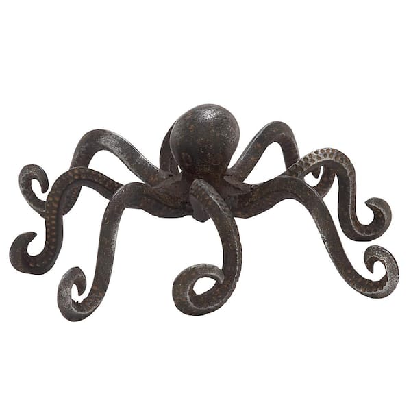 Litton Lane Black Metal Octopus Sculpture with Long Tentacles and Suctions  Detailing 95277 - The Home Depot