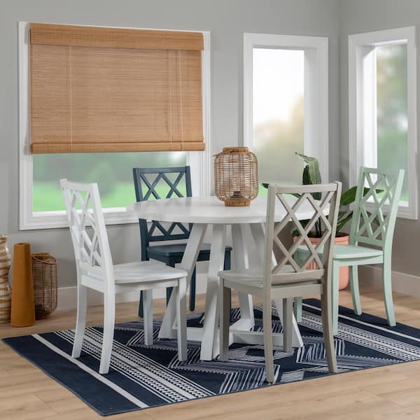 Mori 5-Piece Round White and Multi Wood Top Dining Room Set Seats 4