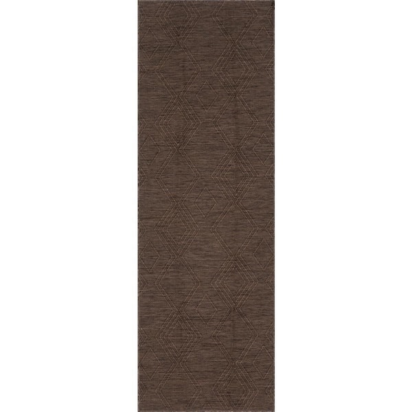 Torira Solid Brown 3 ft. x 8 ft. Outdoor Runner Rug