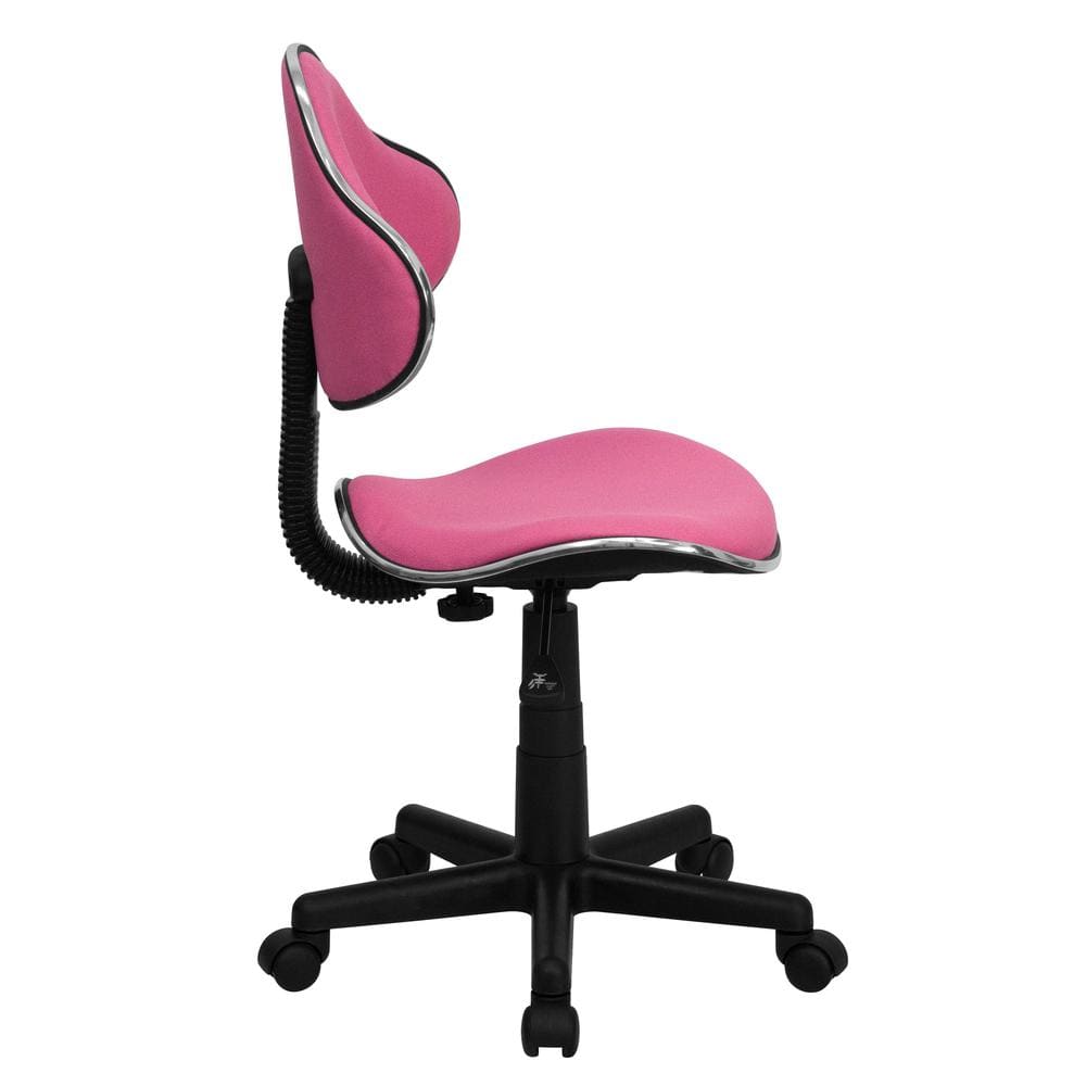 Swivel Pink Polyester Low-Back Task Chair