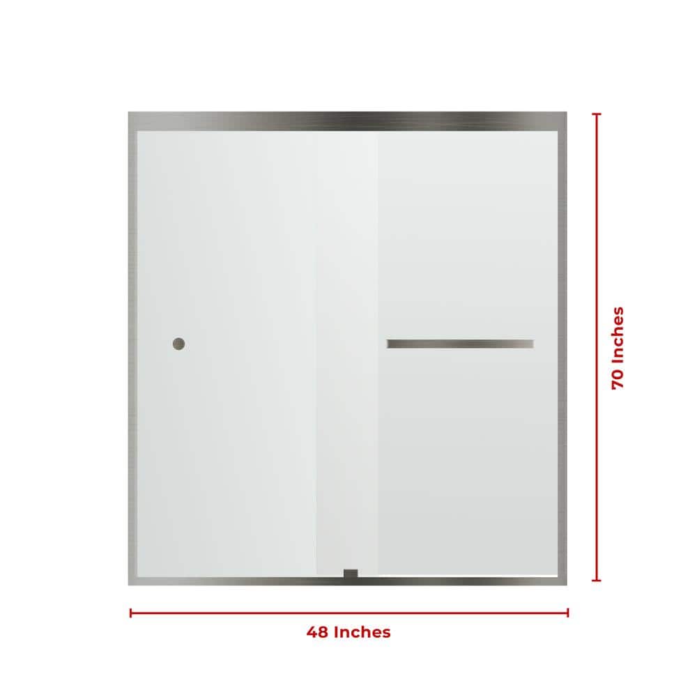 48" Brushed Nickel Frameless Sliding Shower Door with Clear Glass
