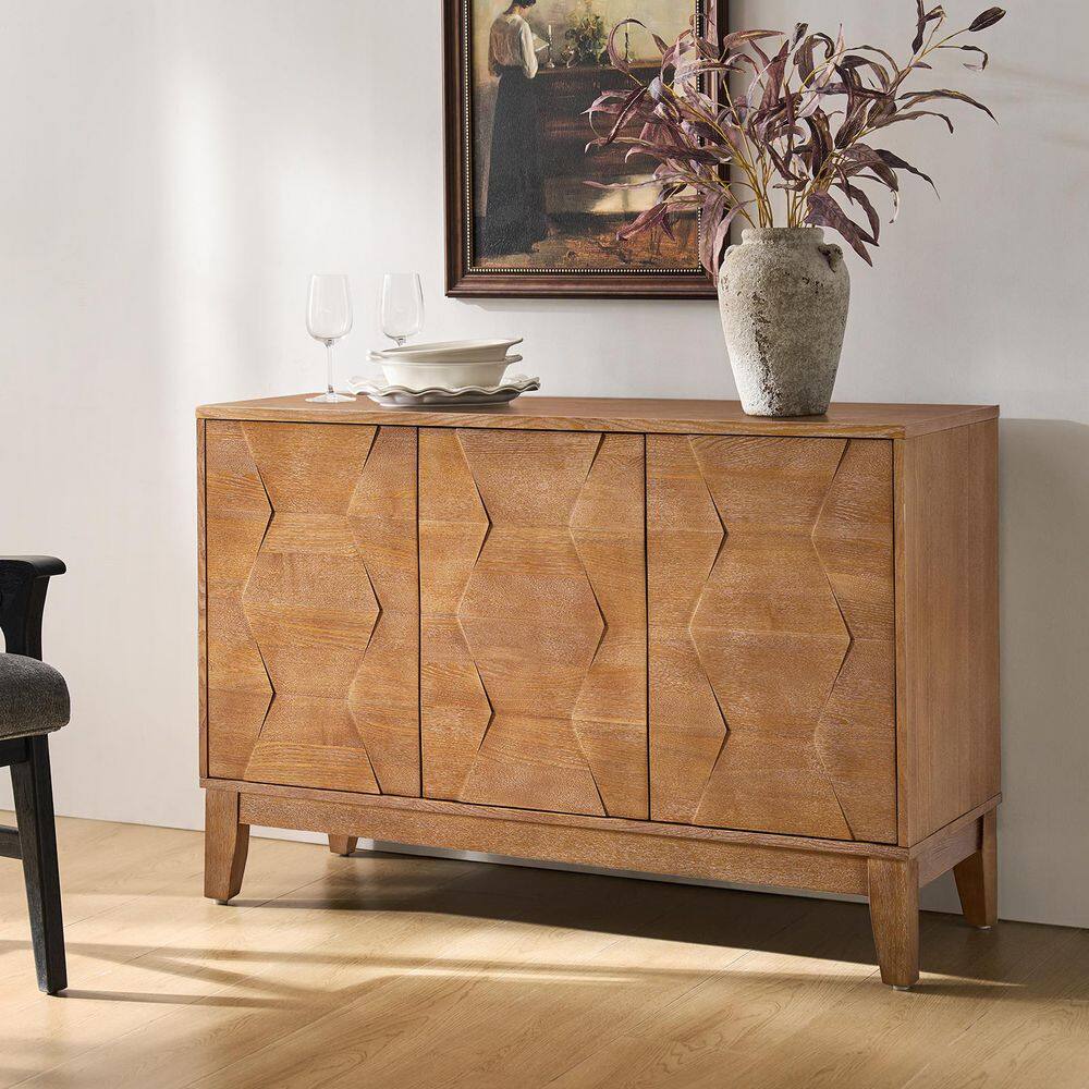 Germaine Seadrift Wood Modern 45 in. W 3-Door Buffet with Adjustable Shelves