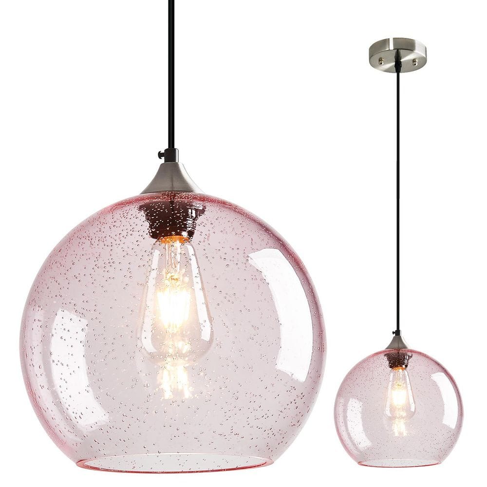 Home Lighting ‎60-Watts 1-Light 9. 84in Pink Glass Pendant Light for Living Room Bedroom, No Bulbs Included, 1-Pack price history on PriceWatchPro