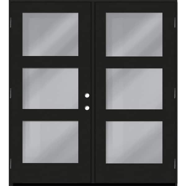 Regency 72 in. x 80 in. Modern 3L Equal Clear Glass Onyx RHOS Stained Fiberglass Retro Patio Door w/6"Jamb