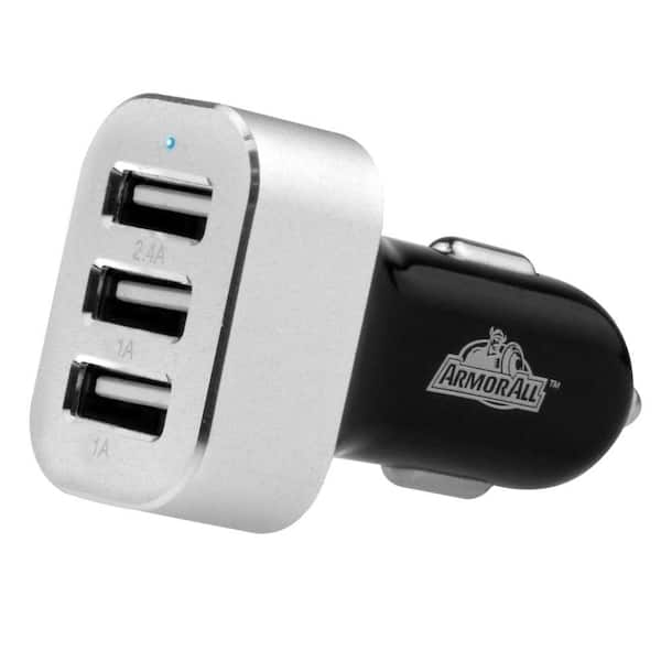 Auto Drive Black 12V/24V Triple Socket Adapter with Dual USB Charging  Ports, Compatible with Mobile