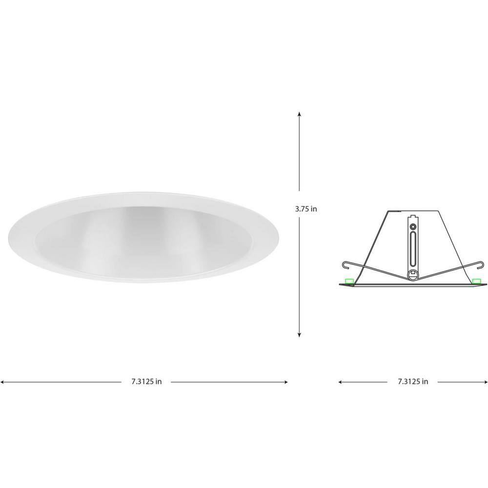 White Aluminum 6" Recessed Open Trim for Shallow Housing