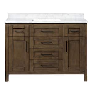 Tahoe 48 in. W x 21 in. D x 34 in. H Single Sink Bath Vanity in Almond Latte with White Engineered Marble Top