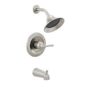Elmhurst 1-Handle Wall Mount Tub and Shower Trim Kit in Brushed Nickel (Valve Not Included)