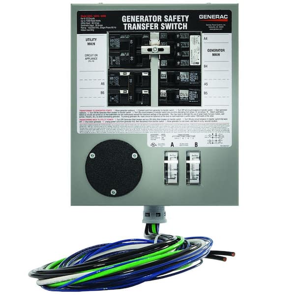Generac Prewired 30-Amp 7500-Watt Manual Transfer Switch for 6-10 Circuits