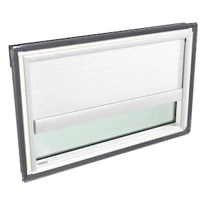44-1/4 in. x 26-7/8 in. Fixed Deck-Mount Skylight with Laminated Low-E3 Glass and White Manual Light Filtering Blind