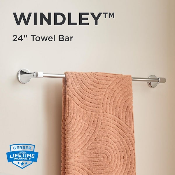 Windley 24 in. Wall Mounted Towel Bar in Chrome
