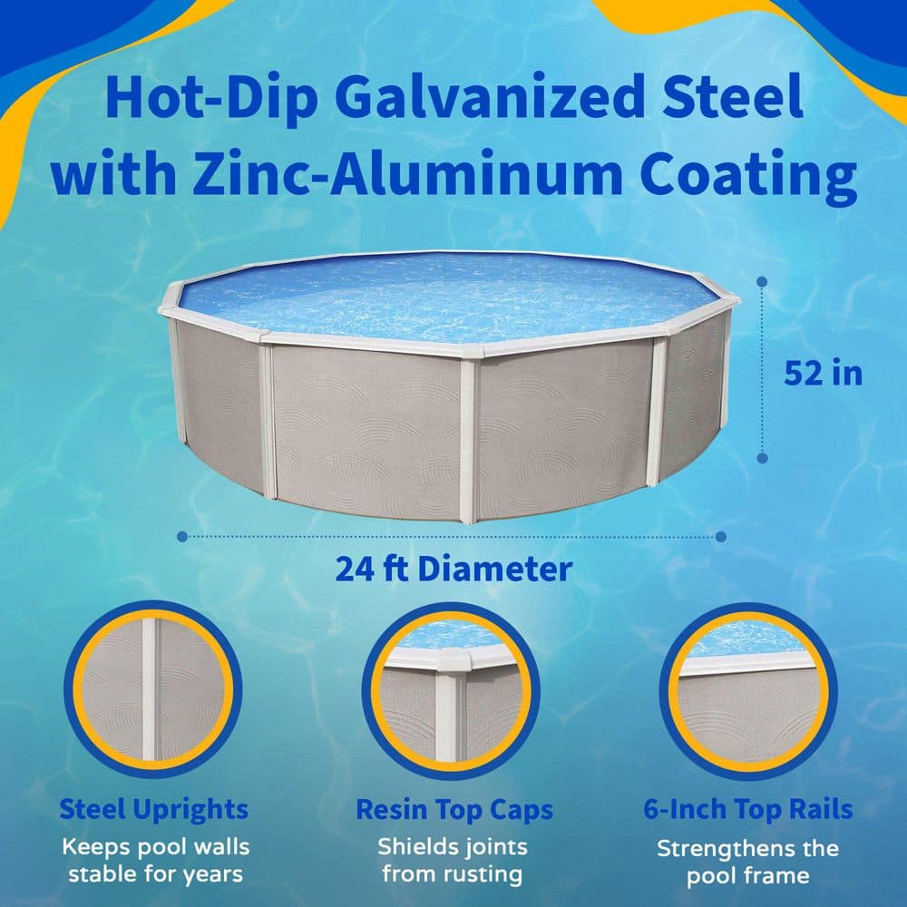 Belize Round 24' Steel Above-Ground Pool with Filter Pump