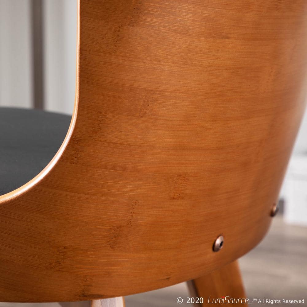 High Walnut and Black Faux Leather Upholstered Side Chair