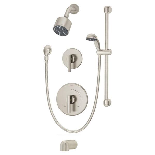 Symmons Dia 2-Handle 1-Spray Tub and Shower Faucet with Hand Shower in Satin Nickel (Valve Included)