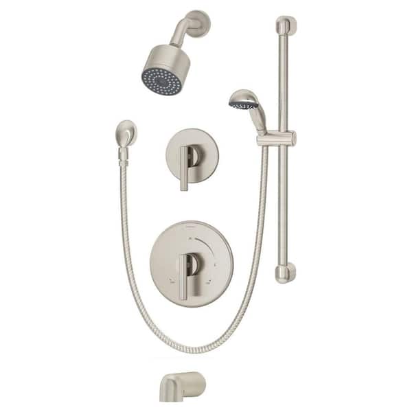 Symmons Dia 2-Handle Tub and Shower Faucet Trim Kit with Hand Shower in Satin Nickel (Valve Not Included)