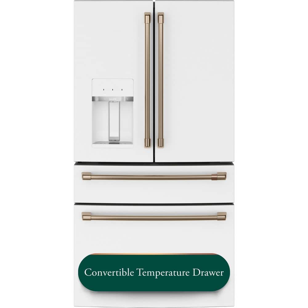 27.8 cu. ft. Smart 4- Door French Door Refrigerator with Convertible Middle Drawer in Matte White, Autofill Dispenser