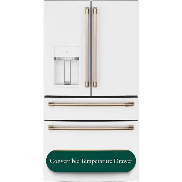 27.8 cu. ft. Smart 4- Door French Door Refrigerator with Convertible Middle Drawer in Matte White, Autofill Dispenser