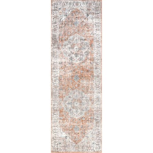 Kayleigh Traditional Faded Fringe Rust 2 ft. 8 in. x 8 ft. Runner Rug