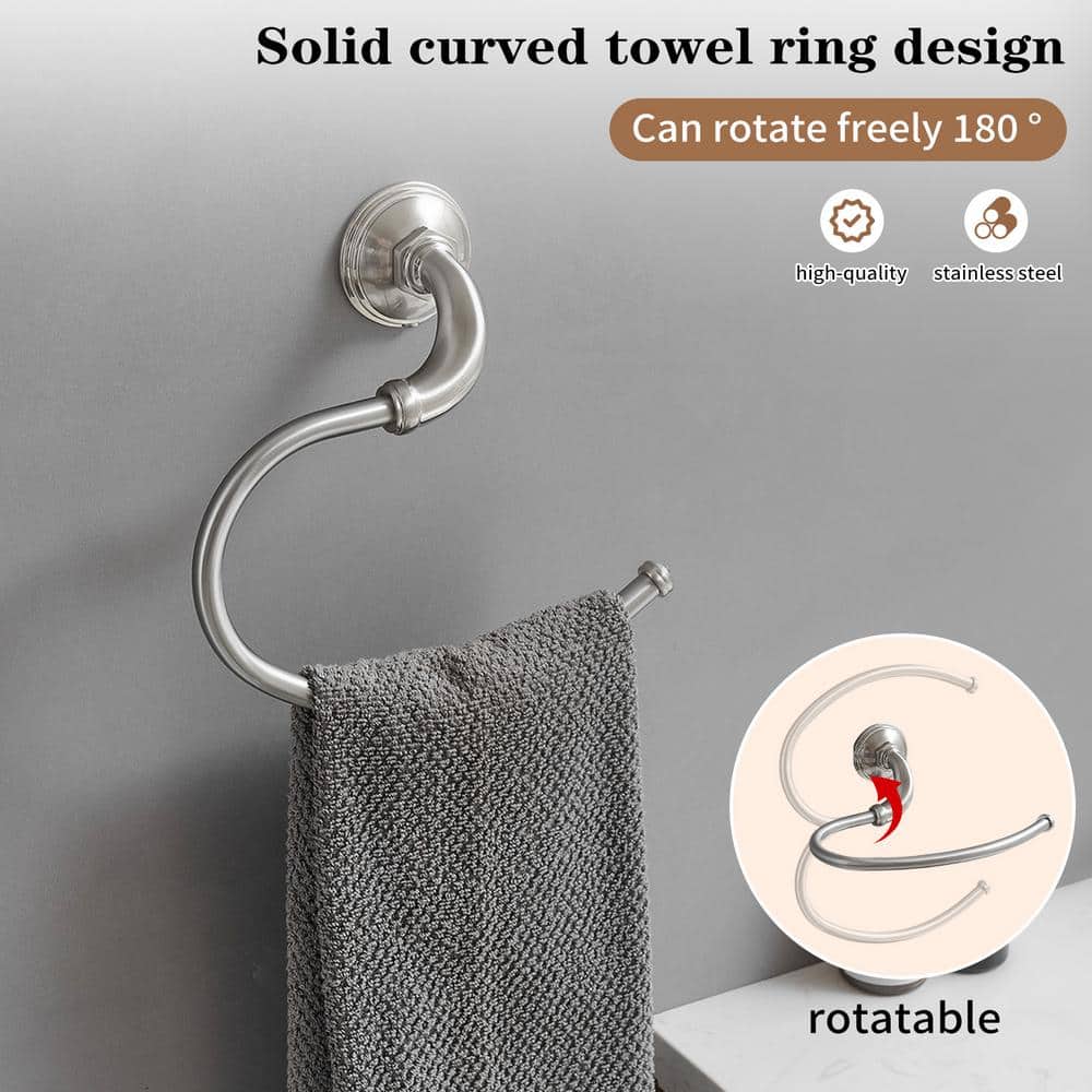 Nickel 4-Piece Bathroom Hardware Set with Towel Bar