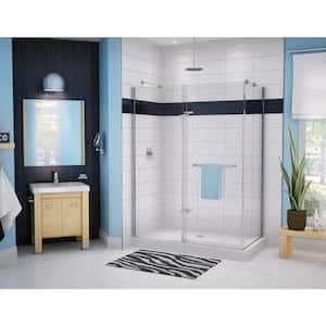 Reveal 60 in. x 71.5 in. Frameless Corner Pivot Shower Enclosure in Chrome with Handle