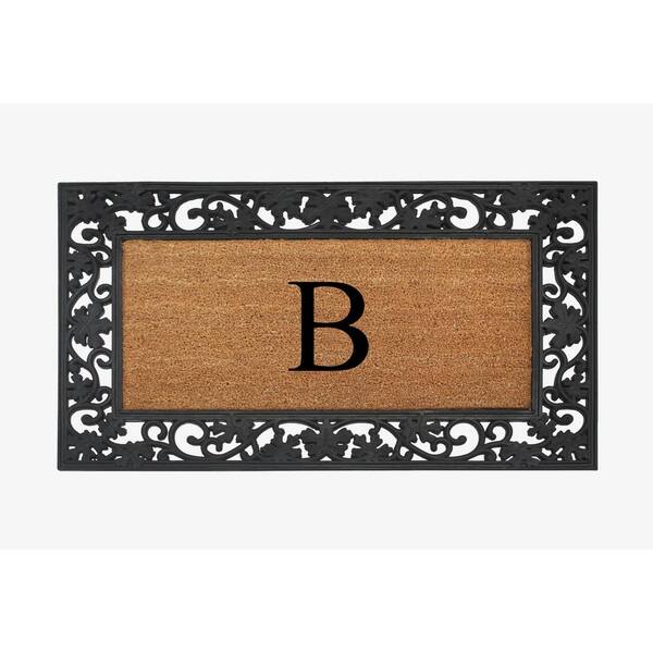 A1 Home Collections A1hc Dirt Trapper Black/Beige 23 in. x 38 in. Rubber and Coir Heavy Weight Large Monogrammed Y Doormat