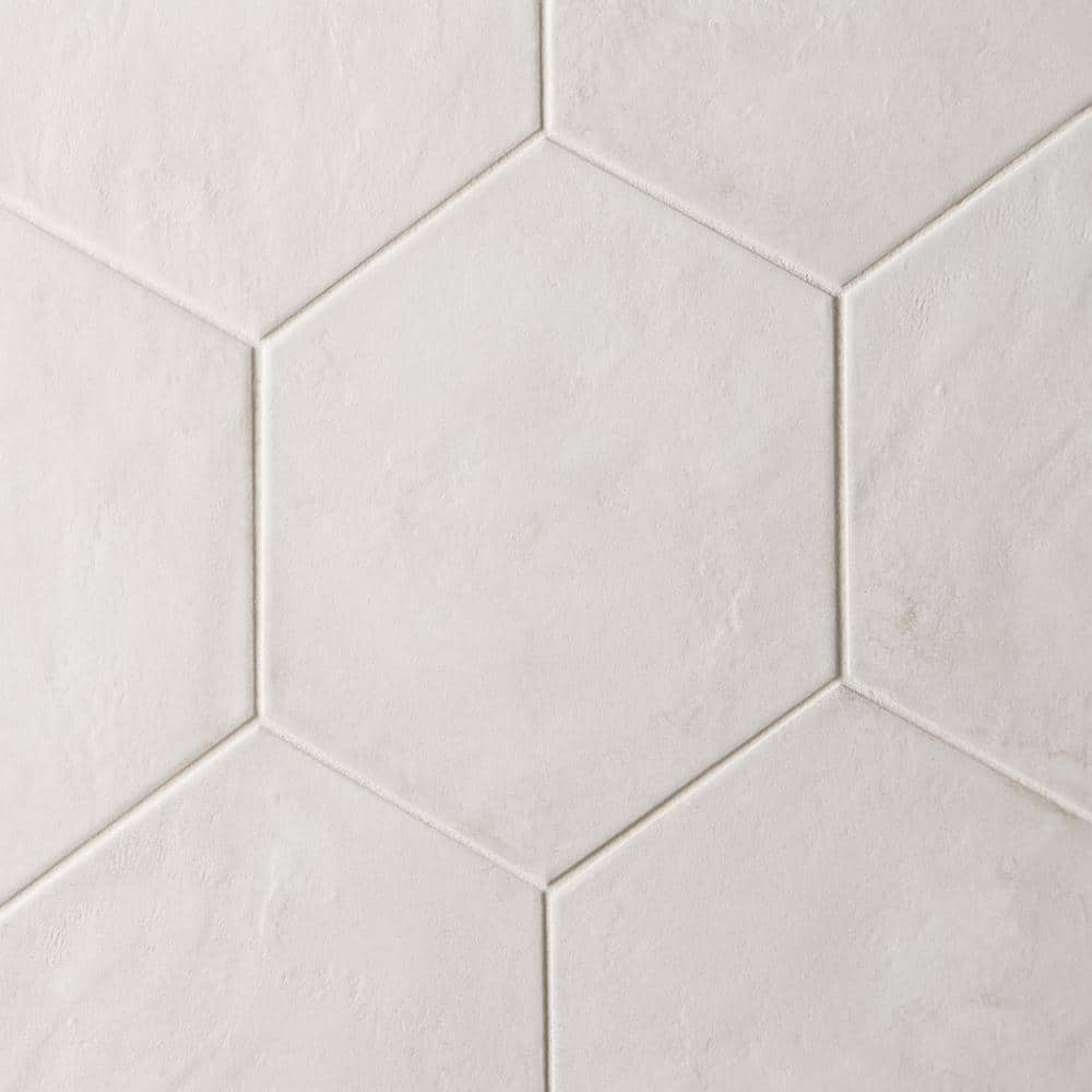 Bianco Matte Hexagonal Porcelain Floor and Wall Tile 8.5 x 9.84 Inch