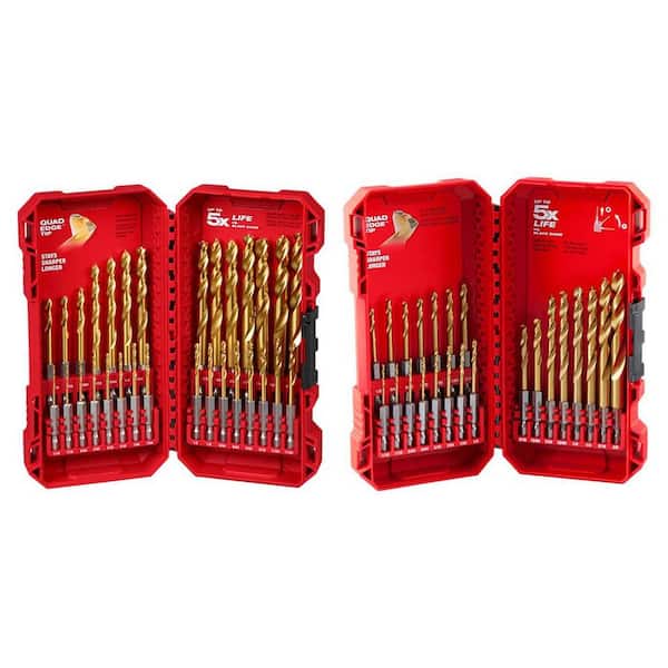 Titanium Drill Bit Set (30-Piece) & SHOCKWAVE Impact Duty Twist Bit Set