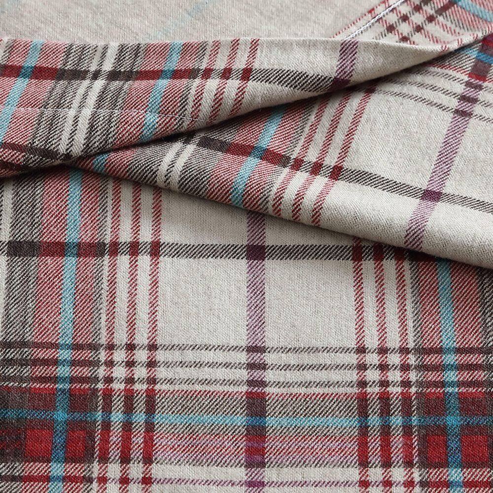 Gray Plaid Cotton Flannel Twin Sheet Set with Deep Pockets