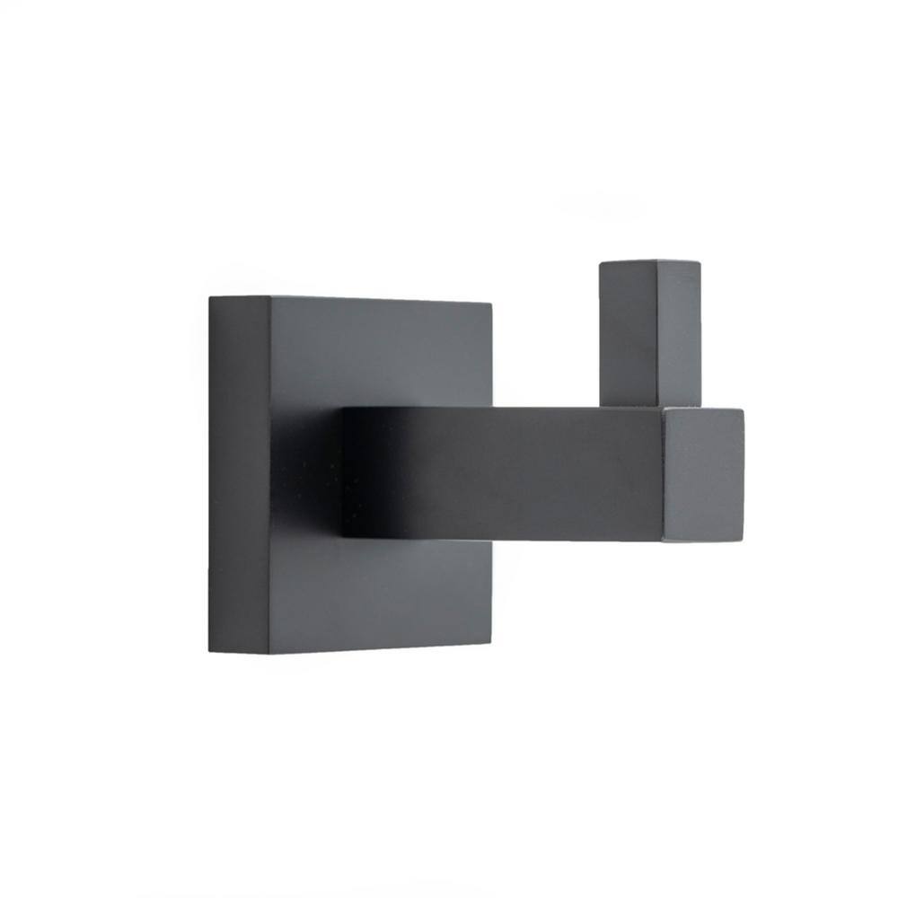 Matte Black Solid Brass 2-Piece Robe Hook Set