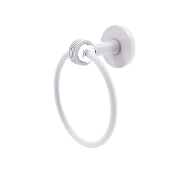 Allied Brass Clearview Collection Wall Mounted Towel Ring with Groovy Accents in Matte White