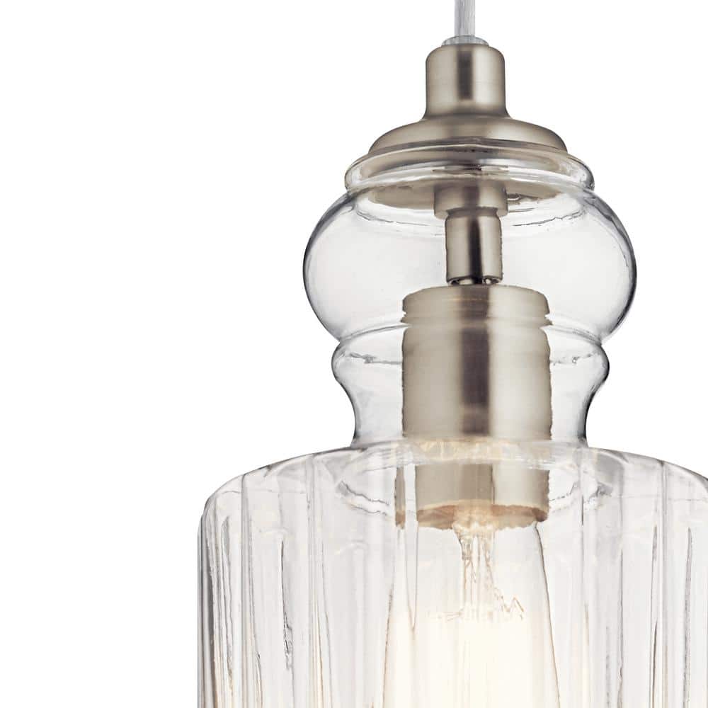 Riviera 5.75" Mini Pendant Light in Brushed Nickel with Clear Glass
