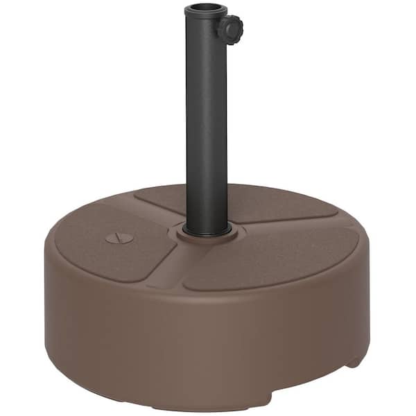 Outdoor Umbrella Stand Base Filled Up to 44 lbs. with Stand or 40 lbs. w/ Water,HDPE, Metal Patio Umbrella Base in Brown