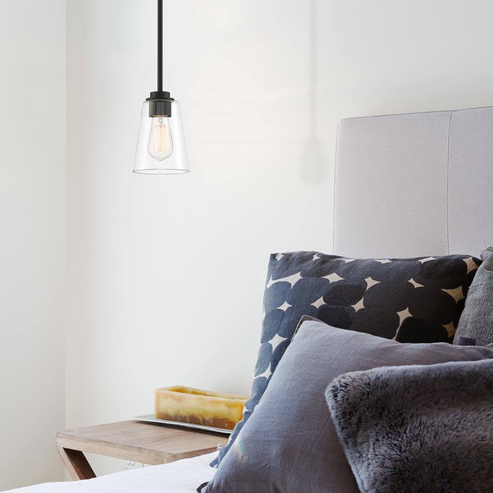 Westin 7.25" Matte Black Mini Globe Pendant with Clear Glass