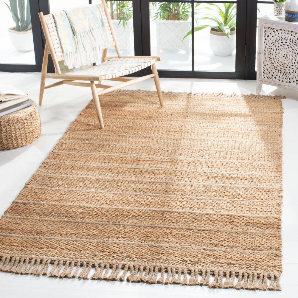 Natural Light Grey Handwoven Wool and Cotton Area Rug