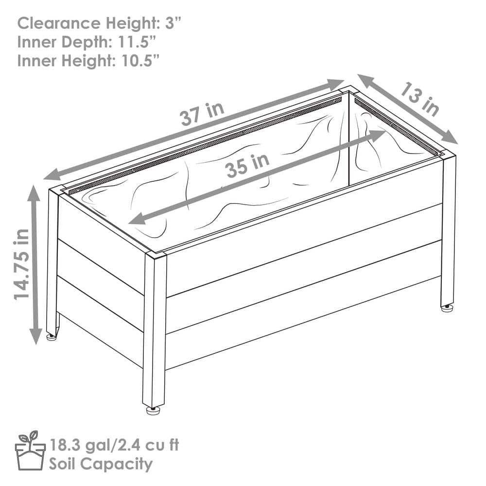 Acacia Wood Rectangular Raised Garden Bed Planter Box with Steel Frame