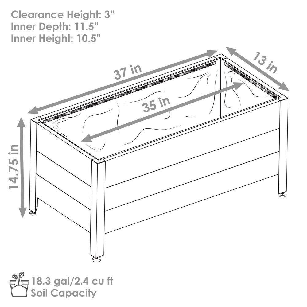 Gray Acacia Wood Raised Garden Bed Planter Box with Removable Bag