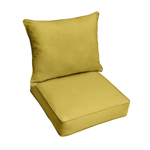 SORRA HOME 29 in. x 27 in. Deep Seating Indoor/Outdoor Pillow and Cushion Set in Sunbrella Cast Citrus
