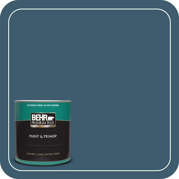 BEHR PREMIUM PLUS 1 qt. #550F-7 Blue Spell Semi-Gloss Enamel Exterior Paint & Primer