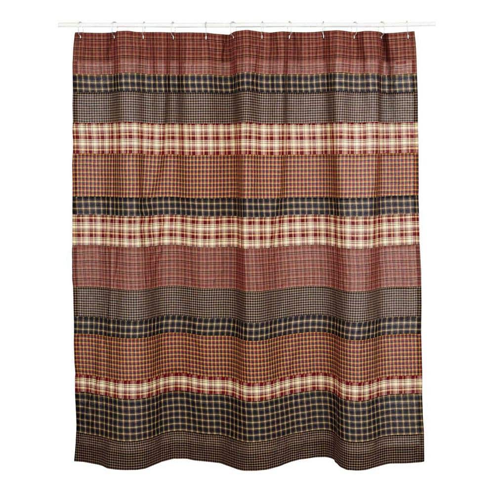VHC BRANDS Beckham 72 in Rust Khaki Black Rustic Shower Curtain 17933